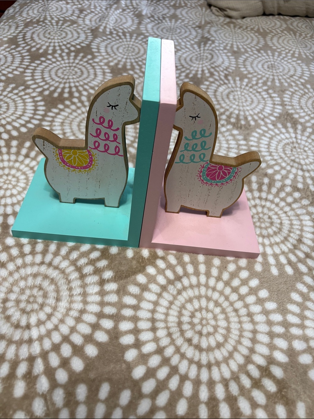 Hobby Lobby Pastel Pink & Aqua Llama Bookends
